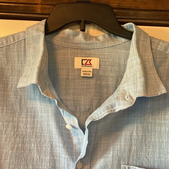 4XB Big Cutter & Buck Light Blue Button Down Dress Shirt - Picture 4 of 13